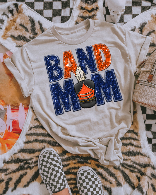 Band Mom Blue And Orange Glitter