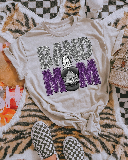 Band Mom Silver And Purple Glitter