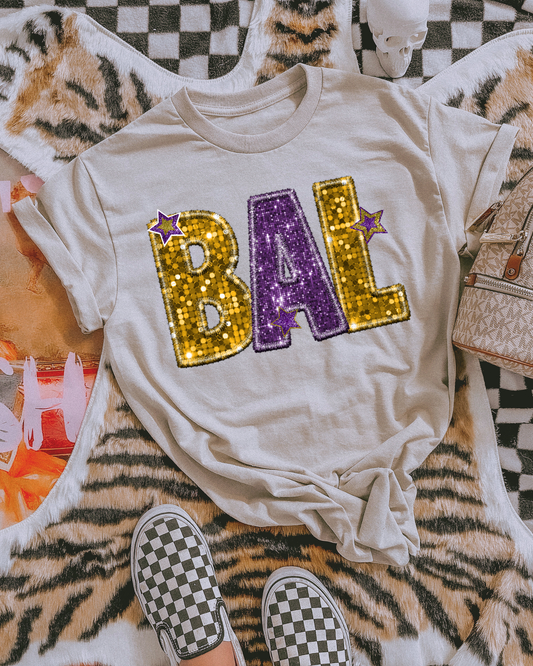 Baltimore Ravens Yellow And Purple Glitter
