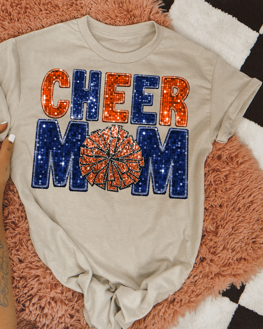 Cheer Mom Blue And Orange Glitter