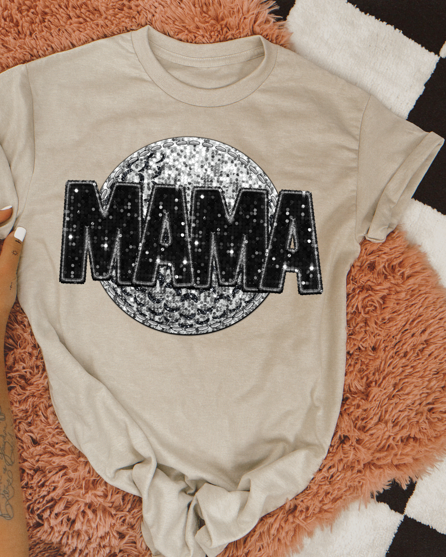 Golf Mama Black Glitter