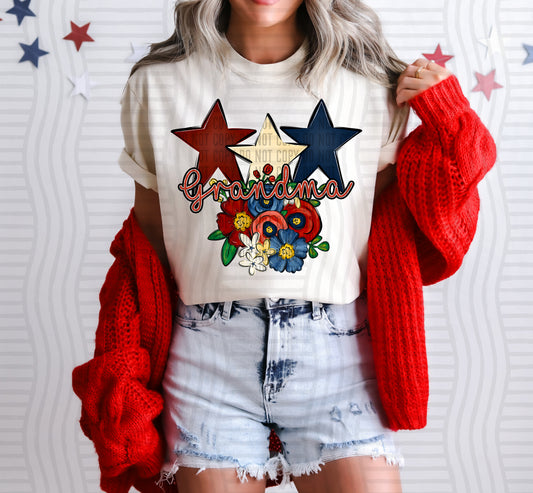GRANDMA RED WHITE & BLUE STARS FLOWERS