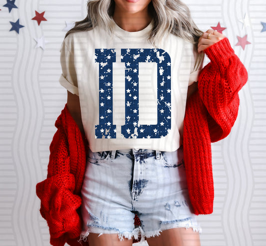 ID BLUE WITH STARS & DISTRESSED