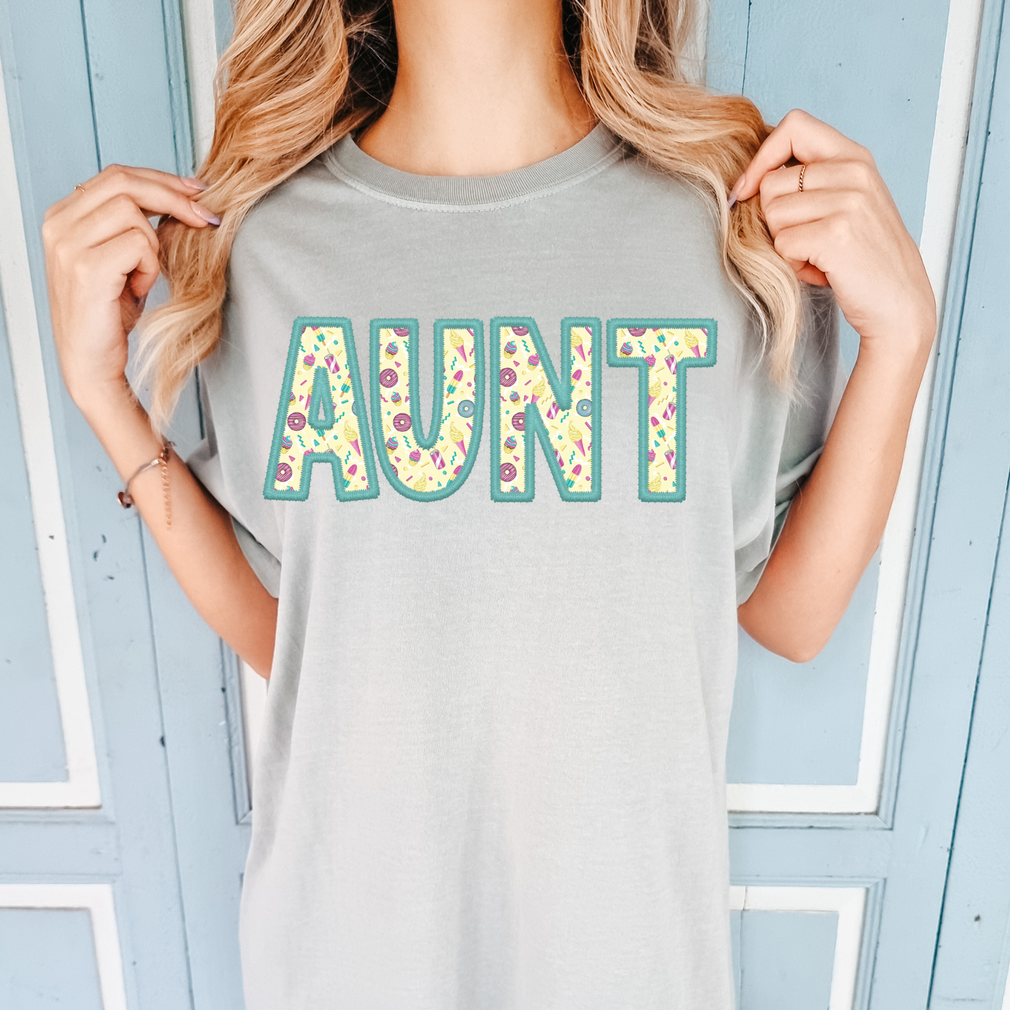 Aunt- ice cream and donuts within letters