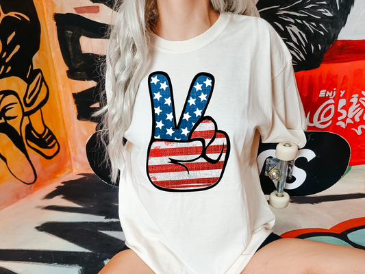 America Flag Peace Sign Hand