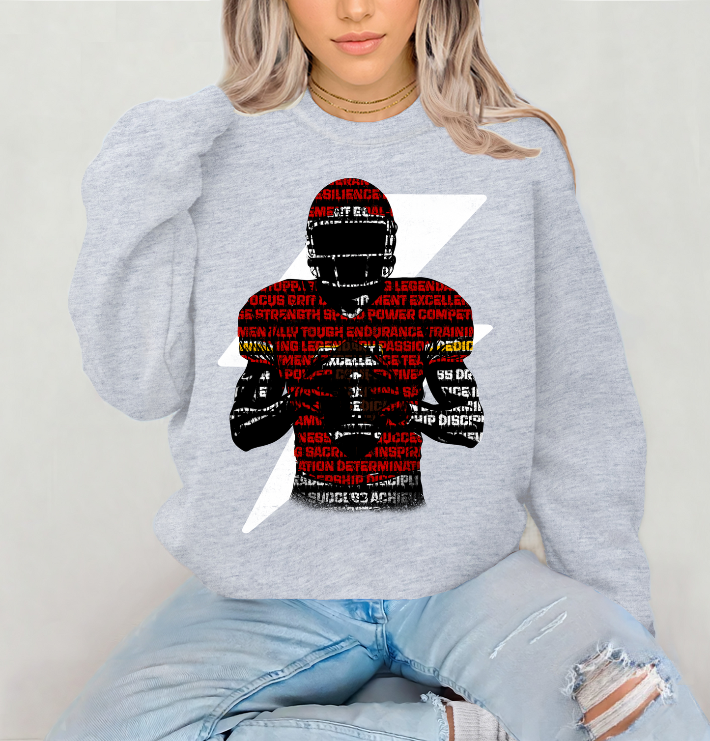 Football Player White Lightning Bolt red And Yellow