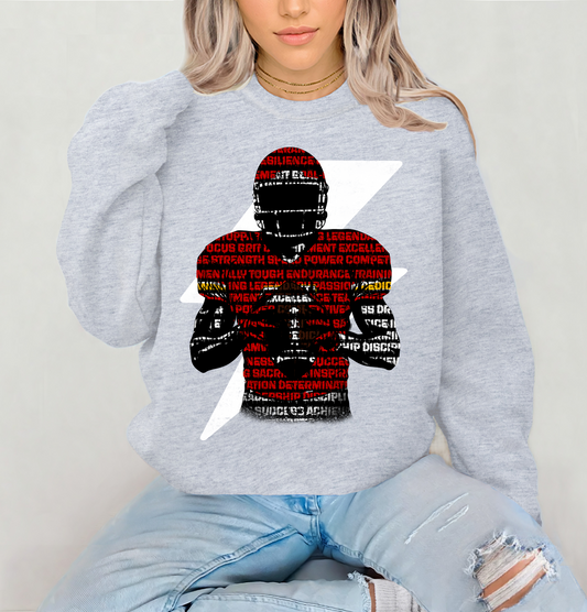 Football Player White Lightning Bolt red And Yellow