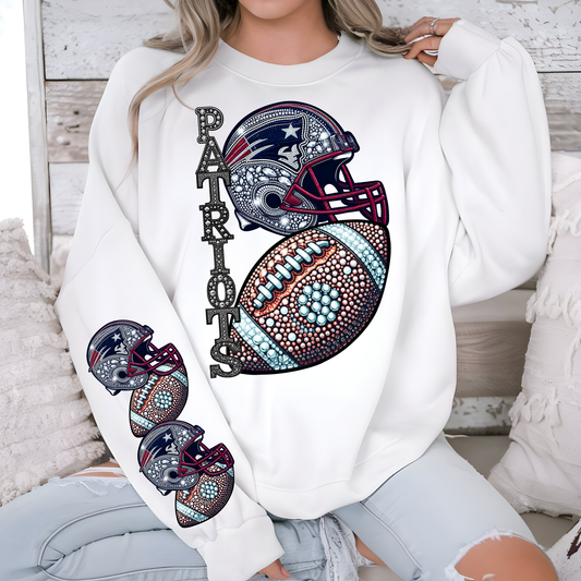 Diamond Studded Football - PATRIOTS - CHEST