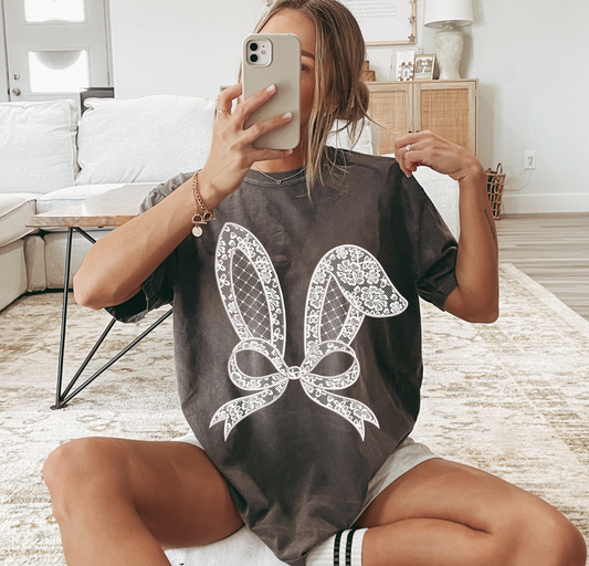 Lace Bow Bunny Ears