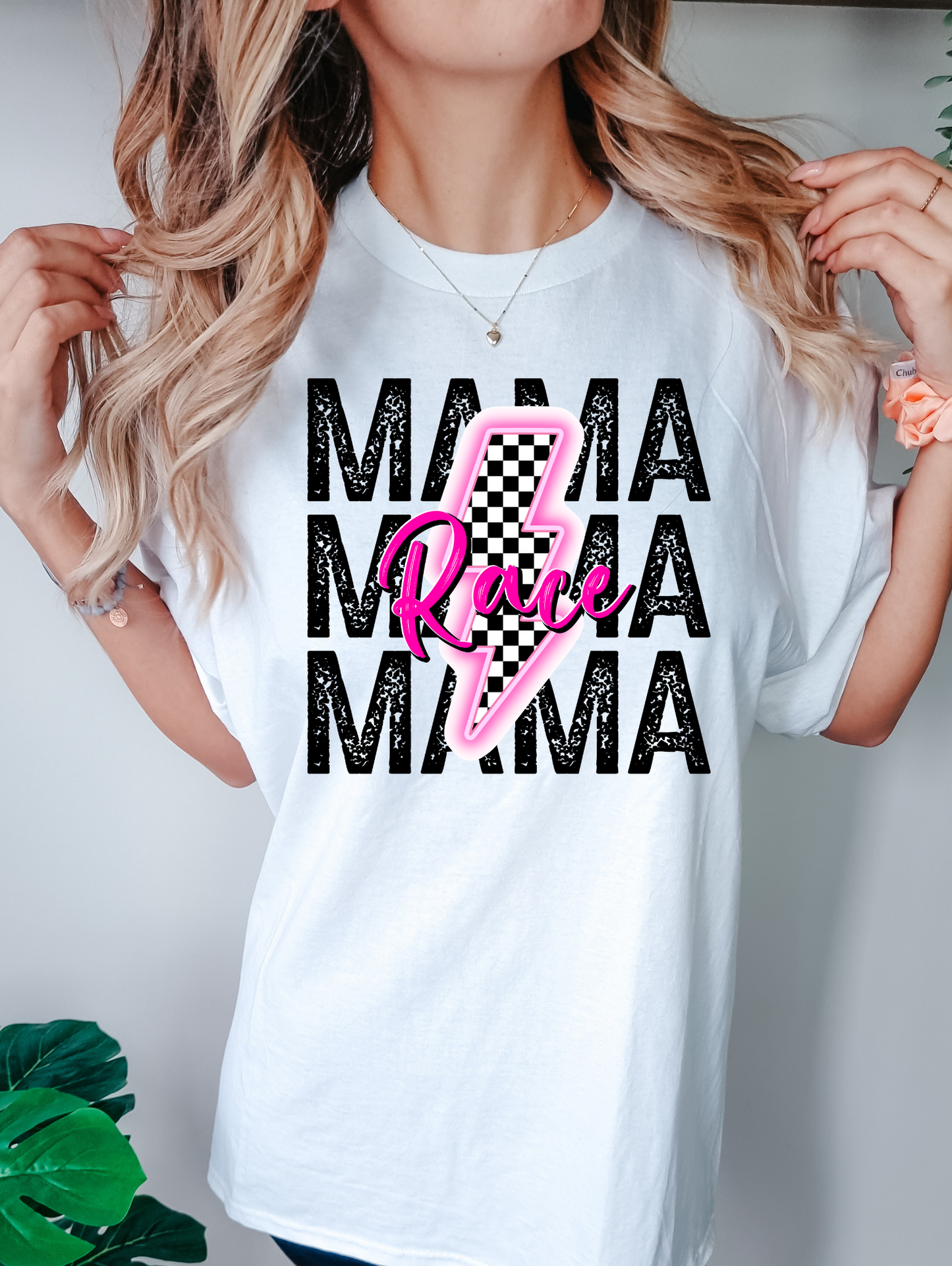 Race mama-white/black checkered