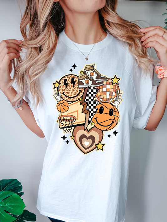 Brown and cheetah print basketball collage