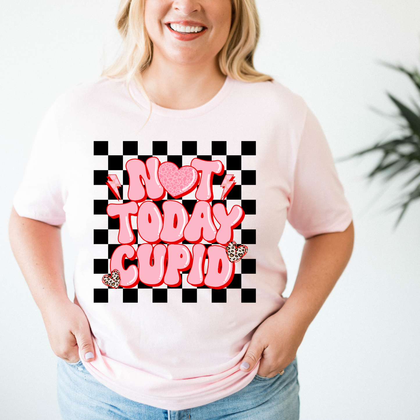 Not Today Cupid Black Checkered-DTF Transfer