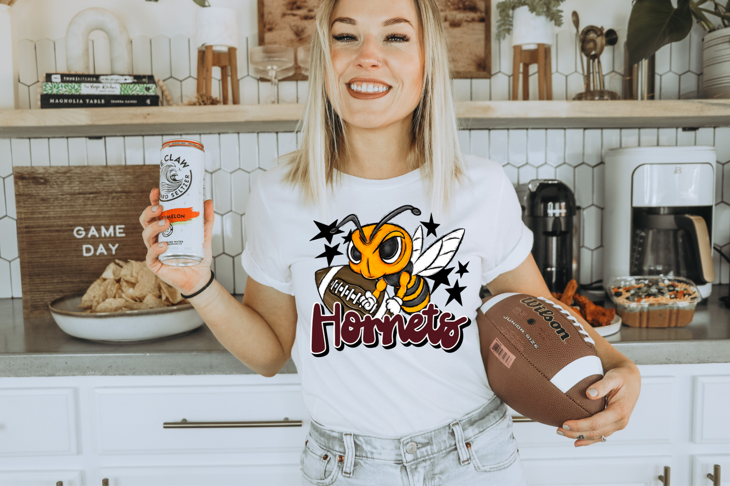 Hornets with mascot- maroon letters
