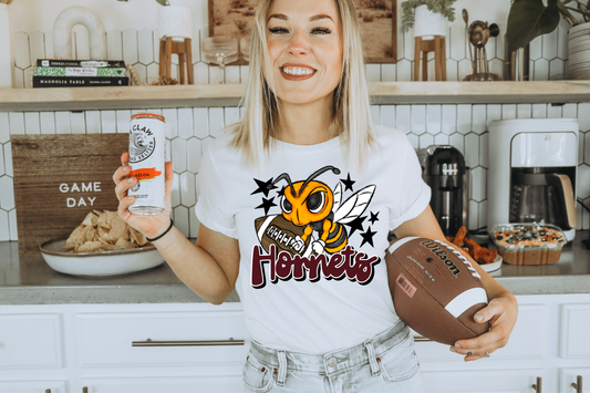 Hornets with mascot- maroon letters