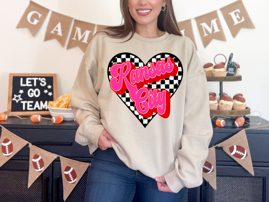 Kansas City Pink Checkered Heart