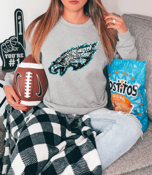 Philadelphia Eagles logo, blue outline - faux sequin