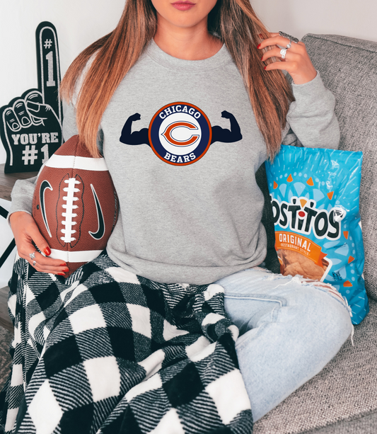 Chicago bears with flexing arms - blue