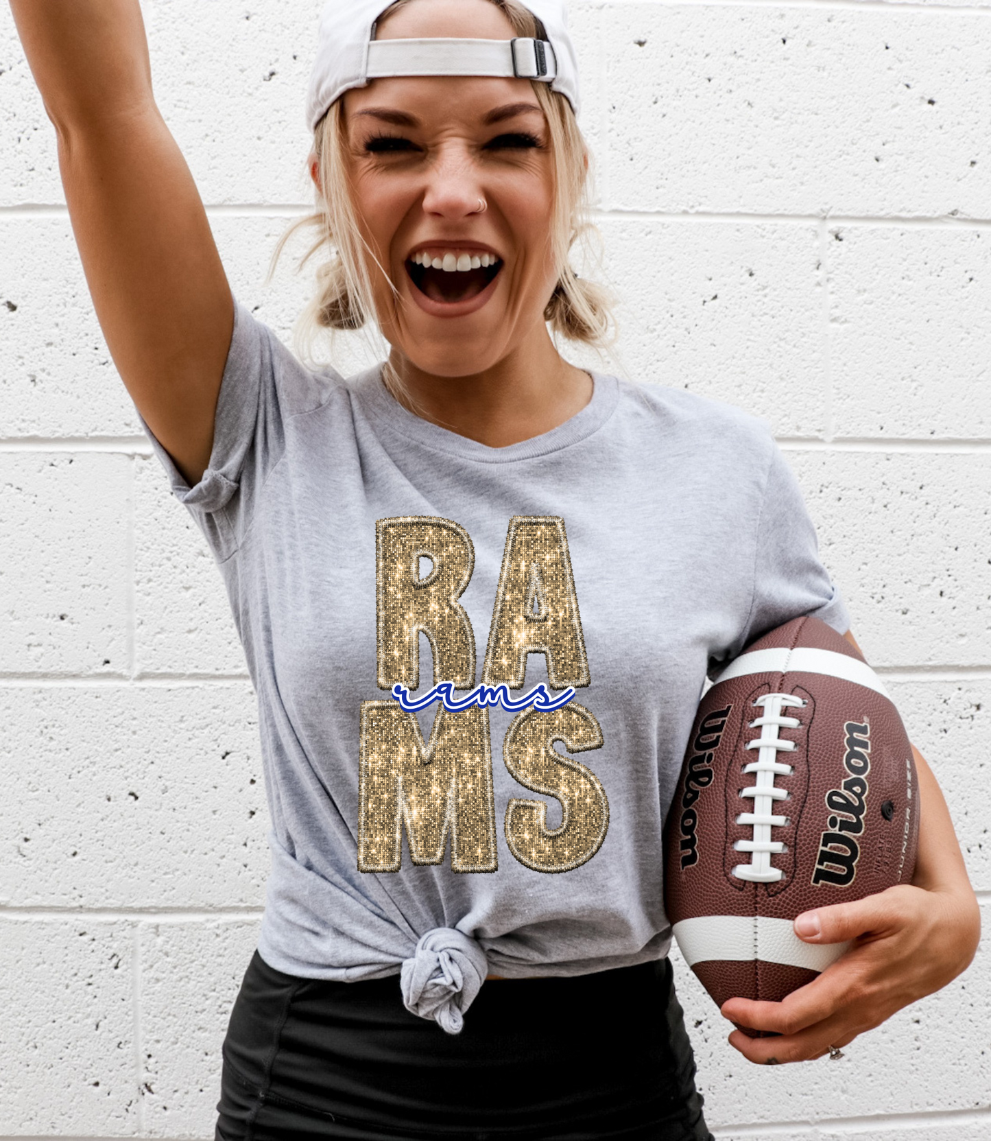 Rams, gold/blue - faux sequin