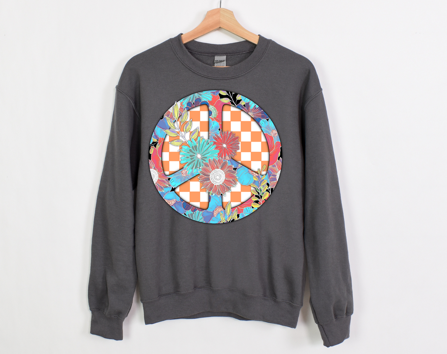 Checkered Peace Light Blue