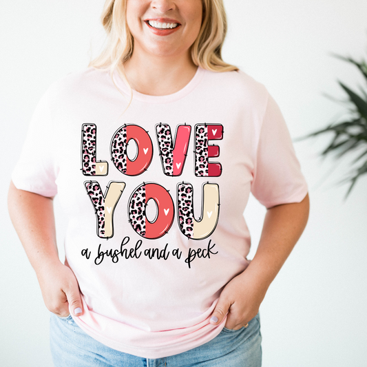 Love You A Bushel and A Peck Leopard Heart Letters- DTF Transfer