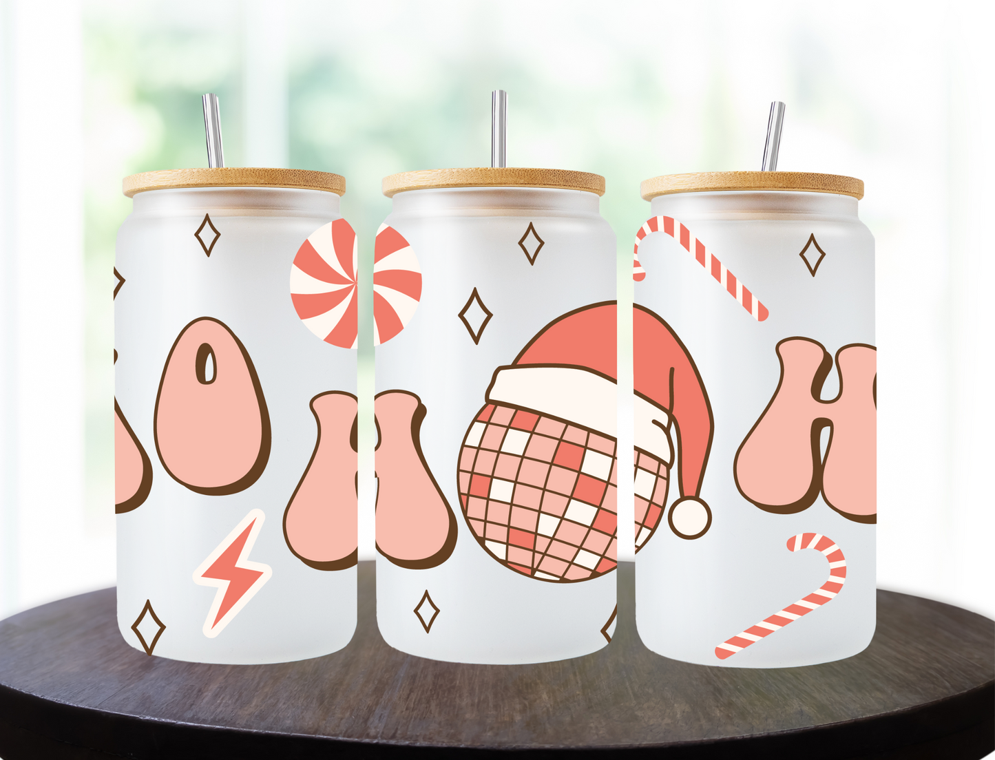 Ho Ho Ho Pink Disco Ball  - UV Libby Wrap