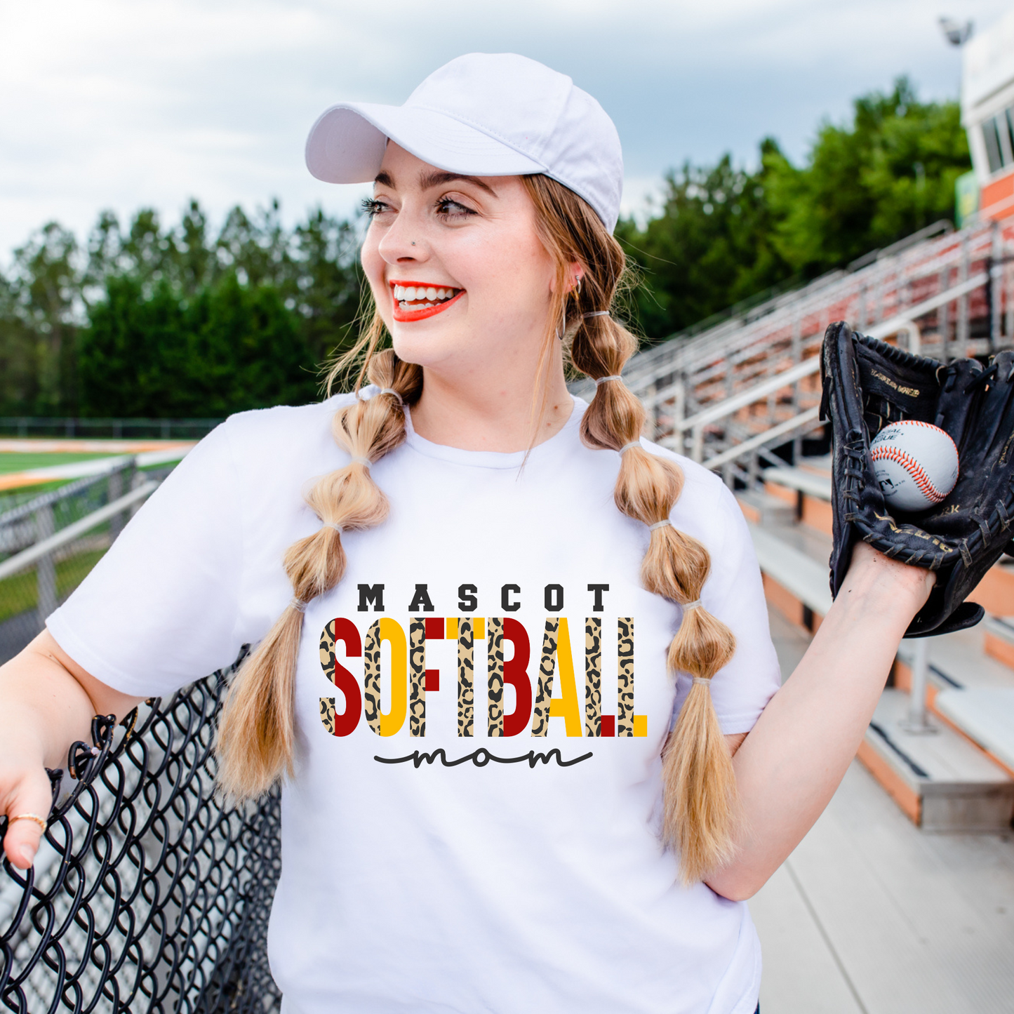 Personalized Leopard Softball Mascot Mom