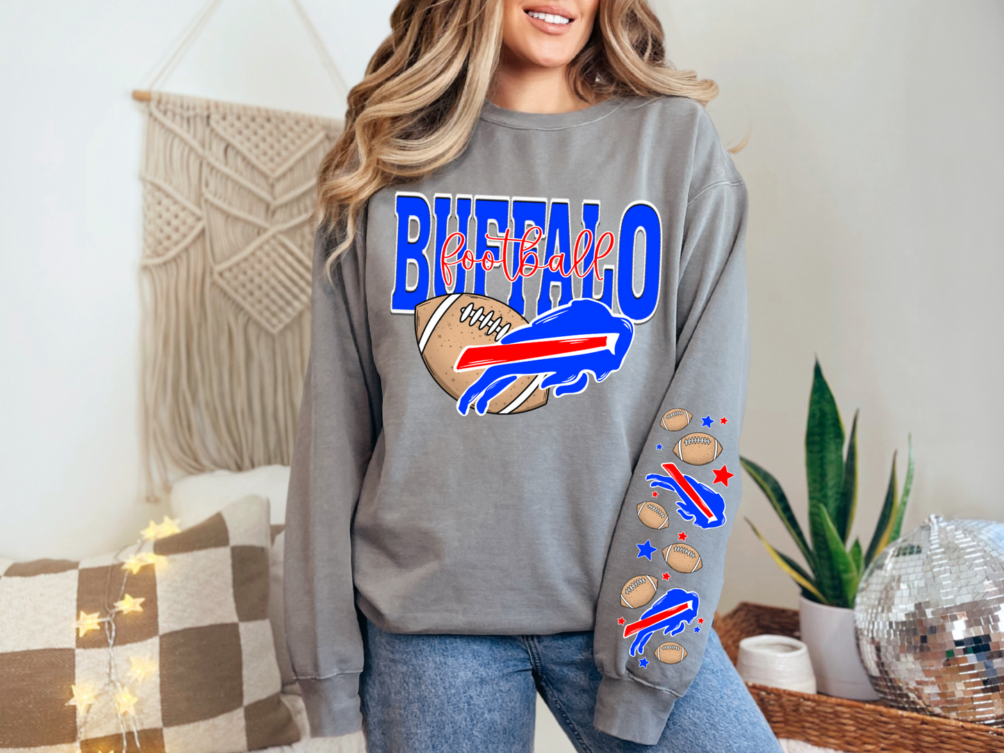 Faux Embroidery Buffalo Football - FRONT