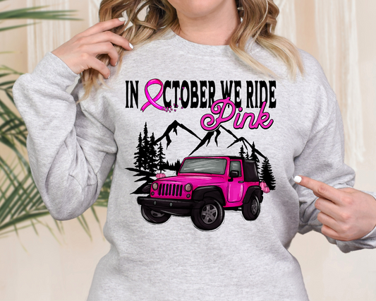 In October we ride pink - black letters
