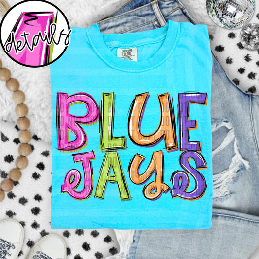 DOODLE COLORFUL BLUE JAYS