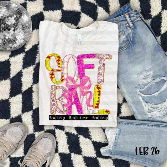SOFTBALL PINK BOW SWING BATTER SWING