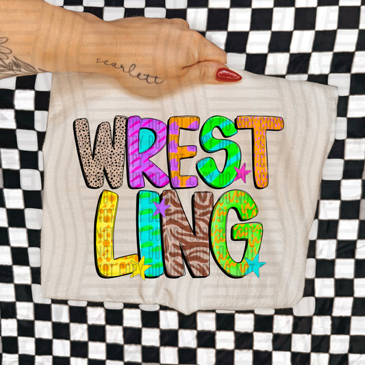 WRESTLING COLORFUL CHEETAH ZEBRA STARS