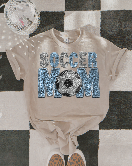 Soccer Mom Silver And Light Blue Glitter