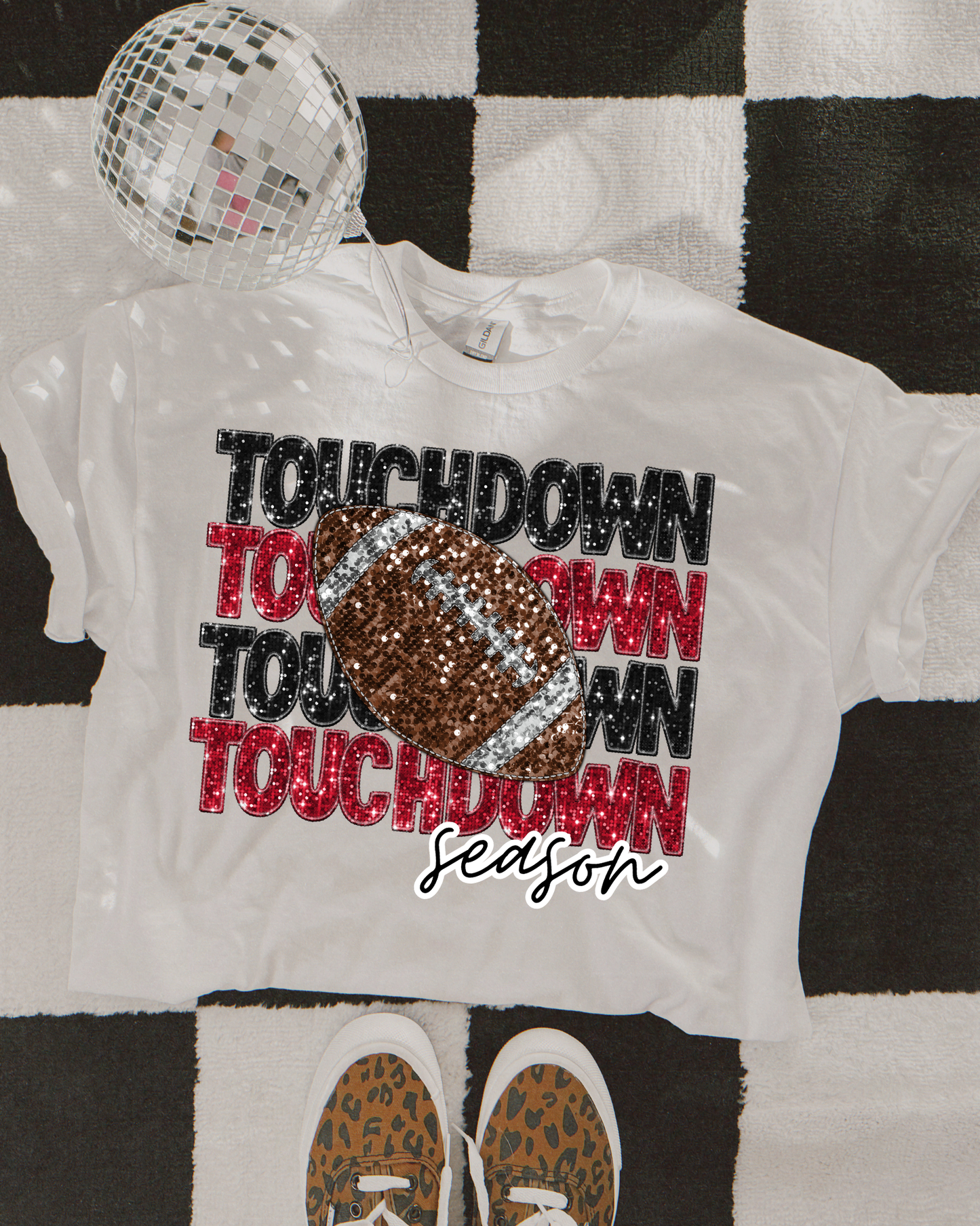 Touchdown Season Red And Black Glitter