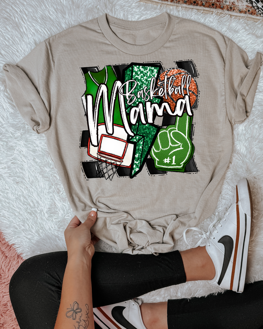 Basketball Mama Go team (green/glitter)