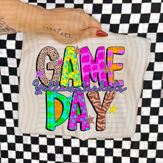 GAME DAY YELLOW JACKETS COLORFUL CHEETAH ZEBRA STARS