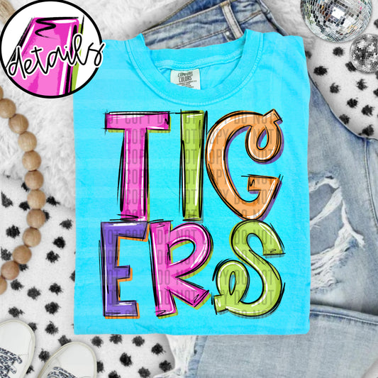 DOODLE COLORFUL TIGERS