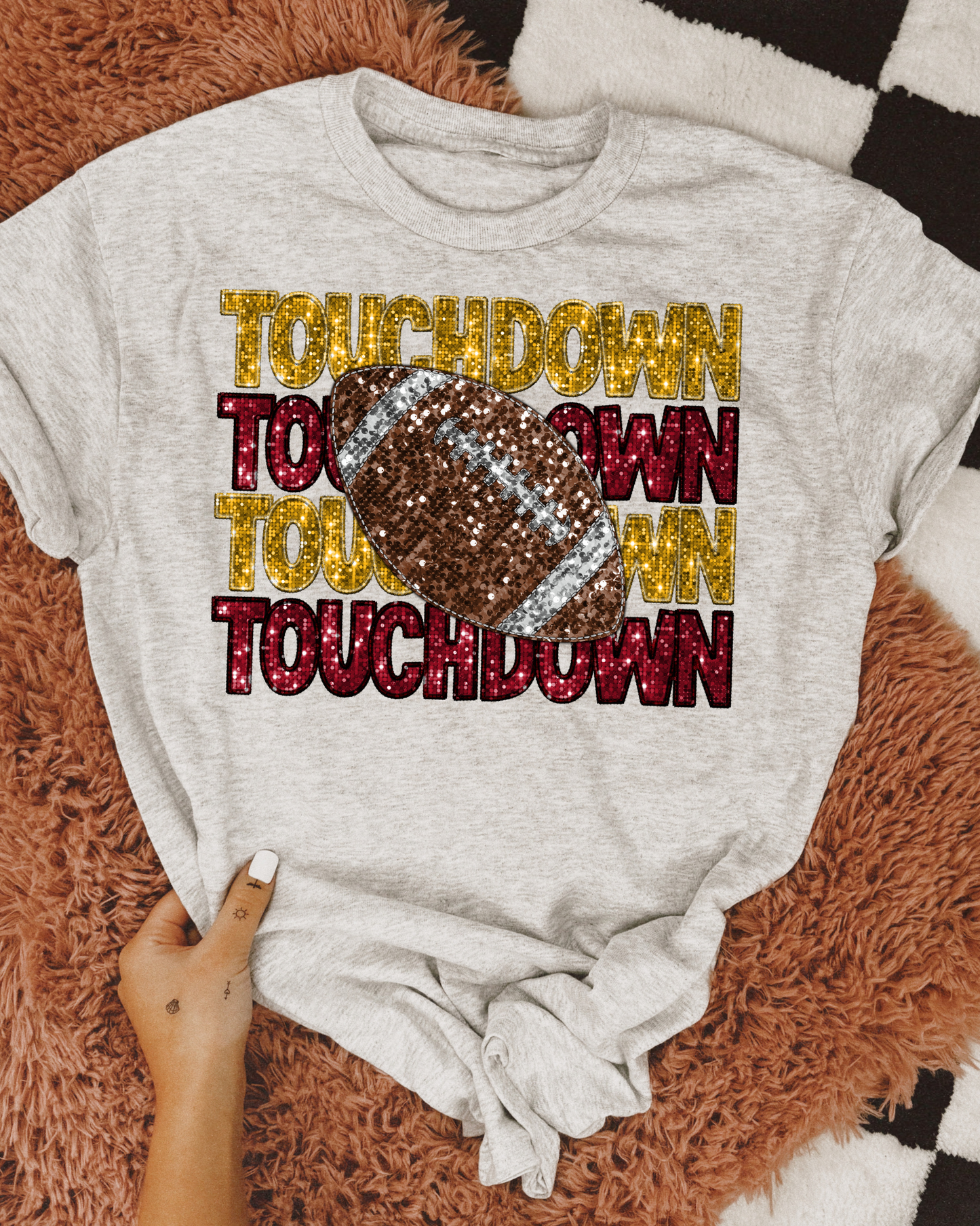 Touchdown Season Yellow And Maroon Glitter