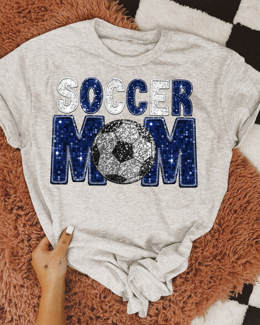 Soccer Mom White And Blue Glitter
