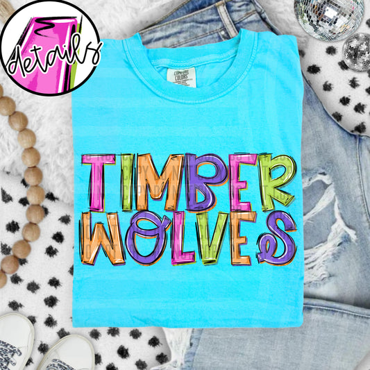 DOODLE COLORFUL TIMBERWOLVES