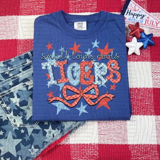 SMALL TOWN ROOTS TIGERS RED WHITE & BLUE