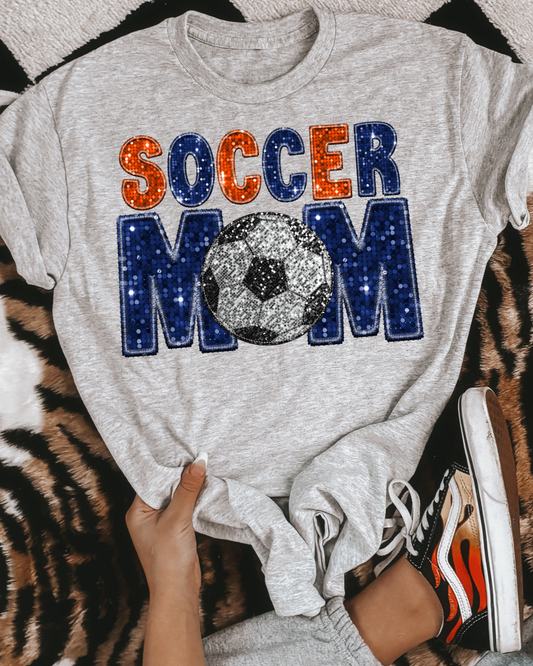 Soccer Mom Orange And Blue Glitter