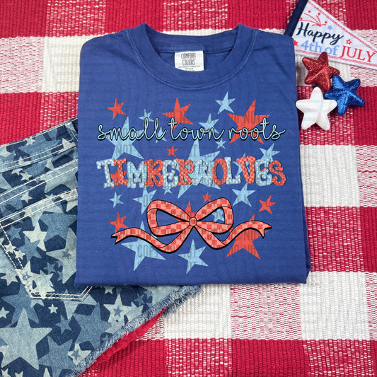 SMALL TOWN ROOTS TIMBERWOLVES RED WHITE & BLUE