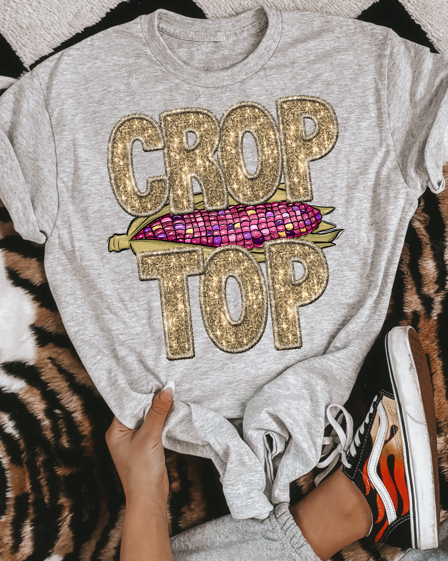Crop Top Gold Glitter