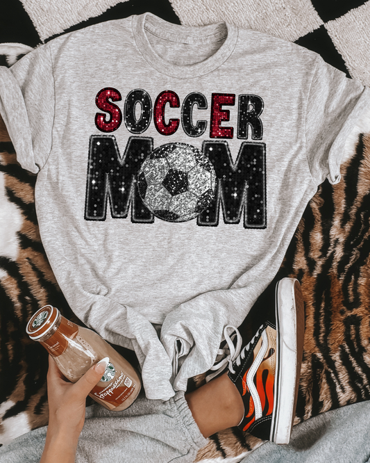Soccer Mom Red And Black Glitter