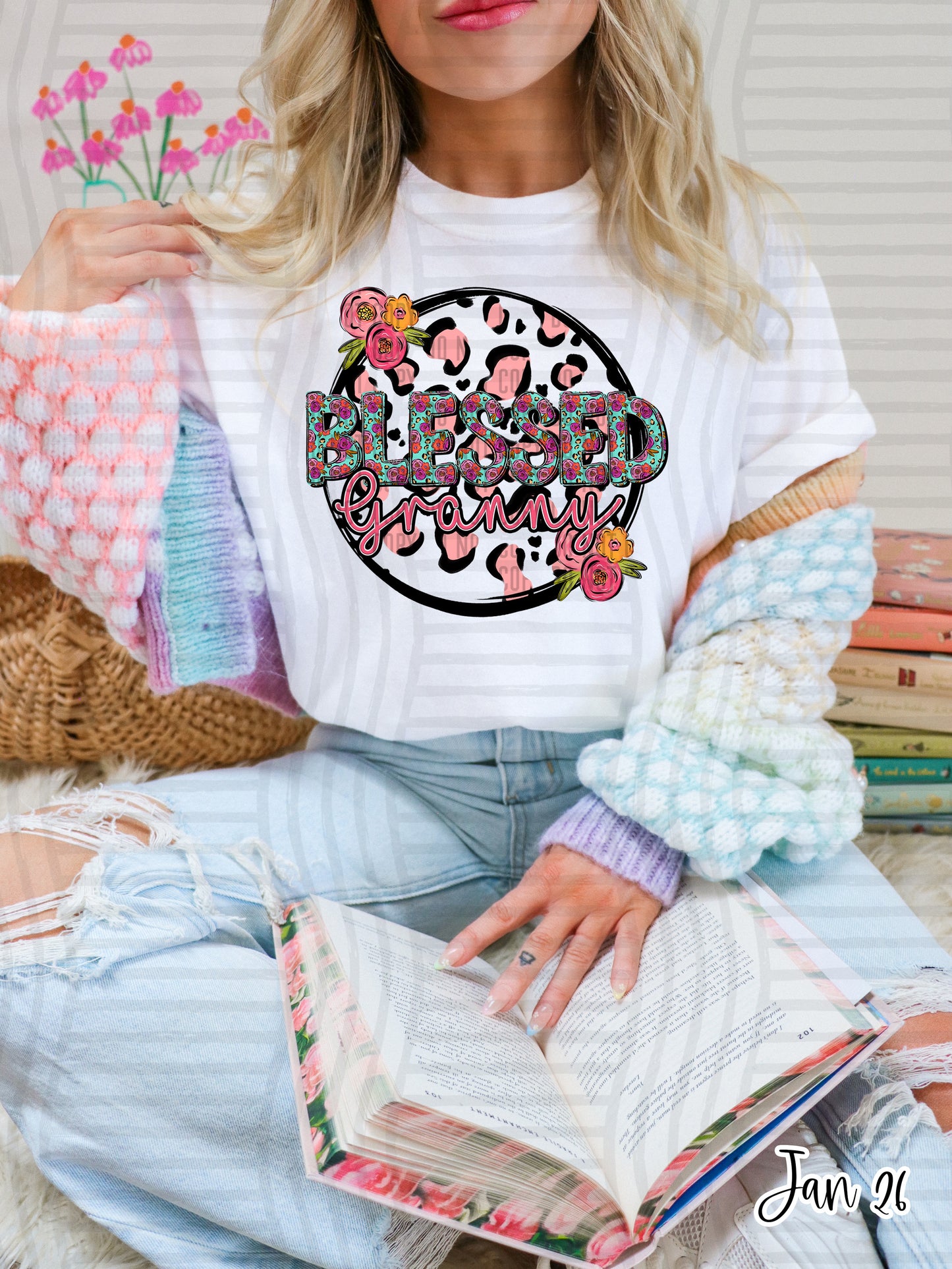 BLESSED GRANNY CHEETAH FLORAL