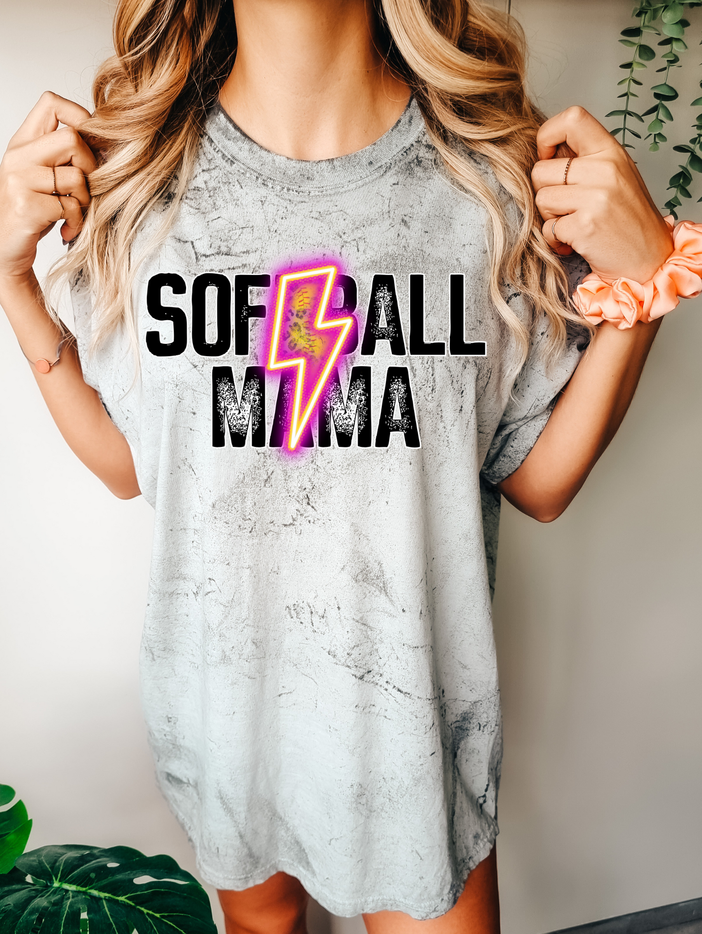 Softball Mama Neon Lighting Bolt