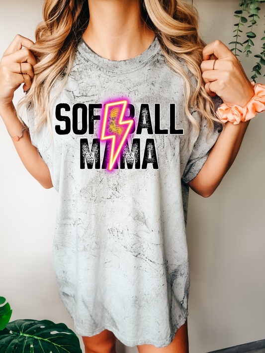 Softball Mama Neon Lighting Bolt