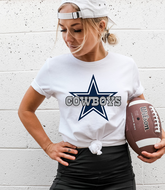 Cowboys across star - grey letters