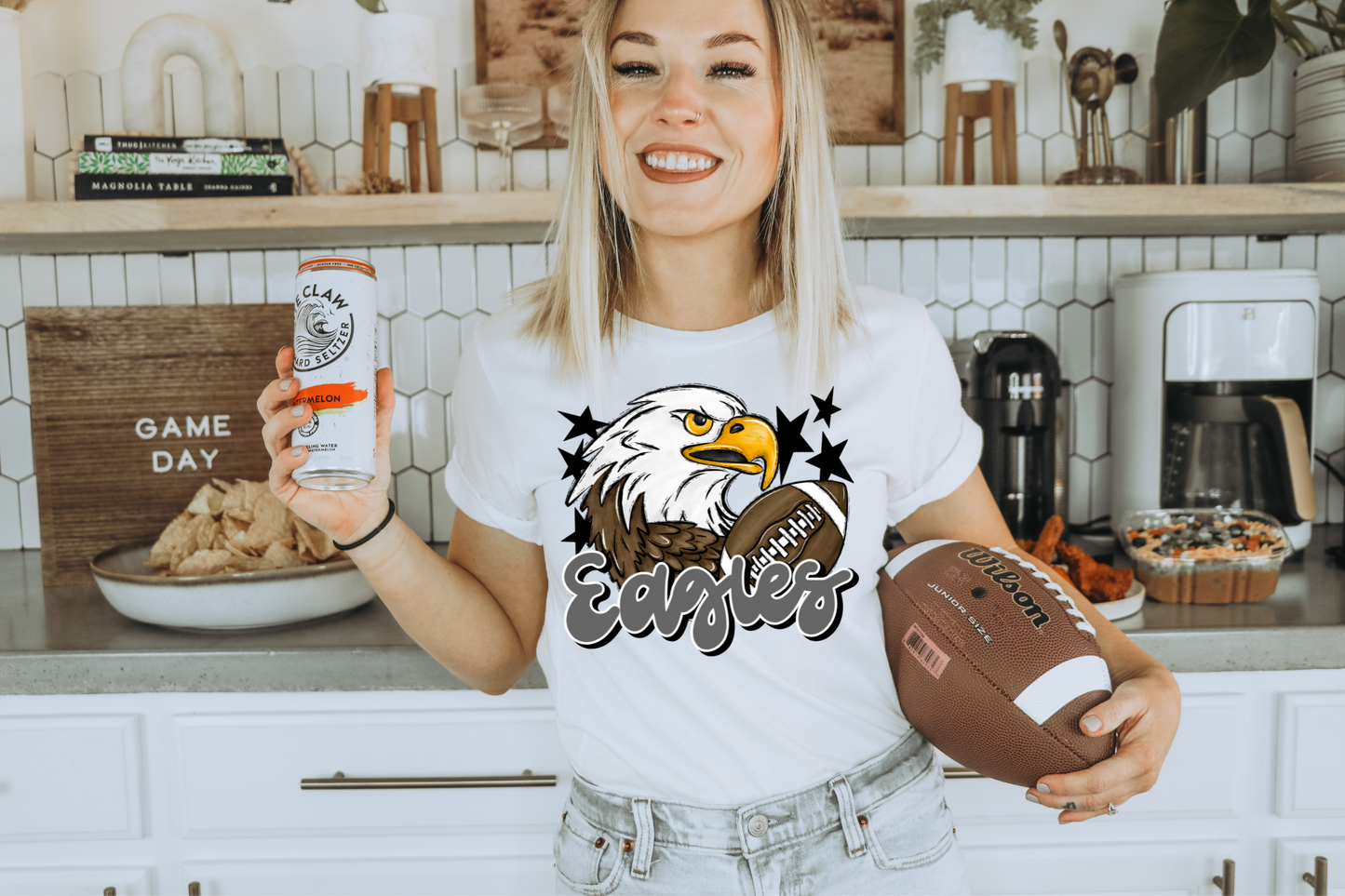 Eagles with mascot- grey letters