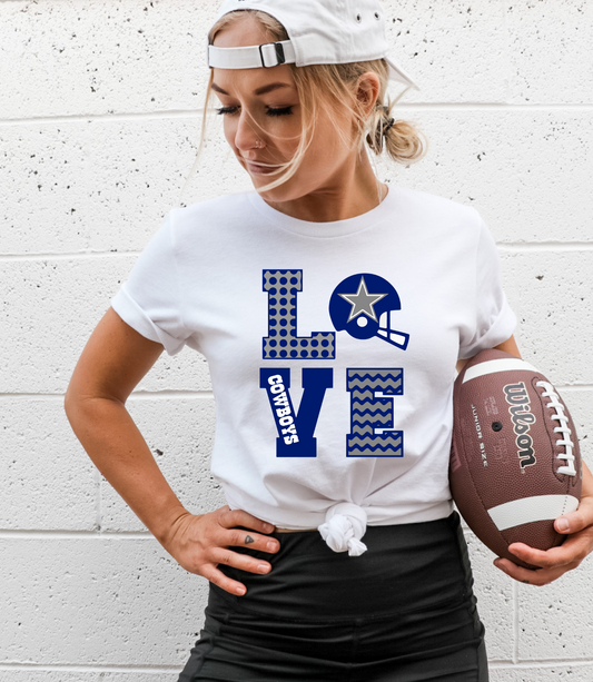 Love with Cowboys helmet as O